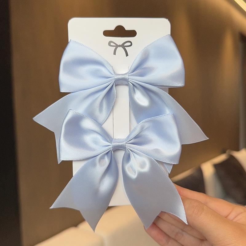 2PCS/LOT Solid Color Ribbon Grosgrain Bows Hair Clip for Kids Girls Hairpins Barrettes Handmade Baby Headwear Hair Accessories