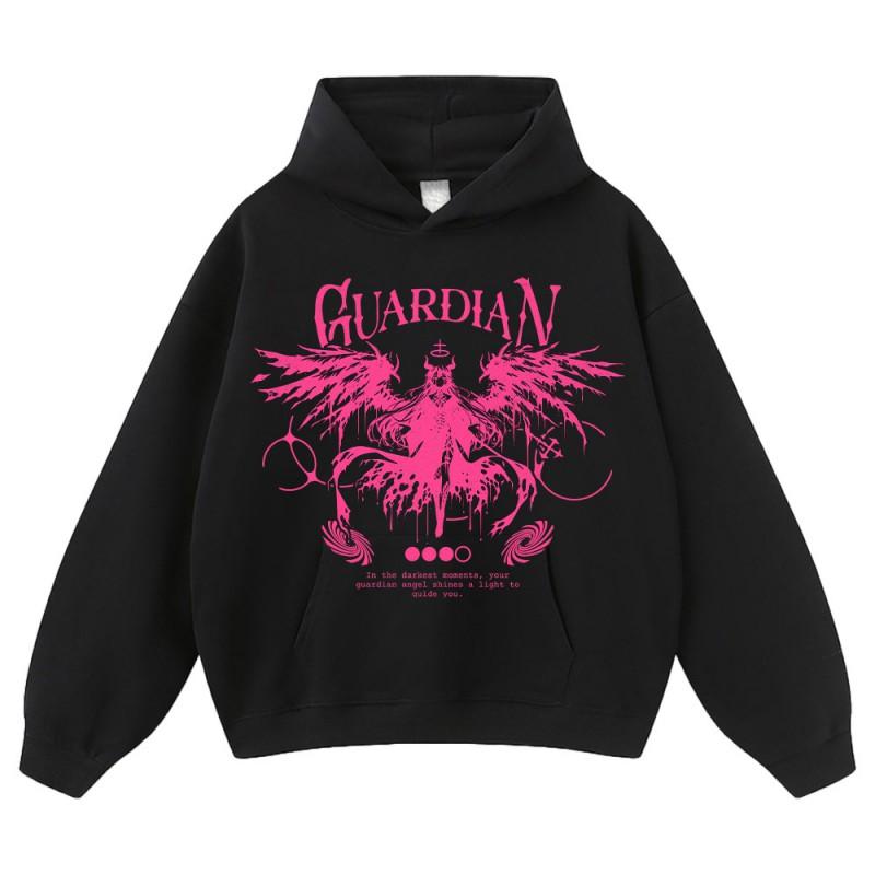 Oversized Streetwear Hoodie Men Cotton Graphic Print Loose Fit Winter Casual Sweatshirt