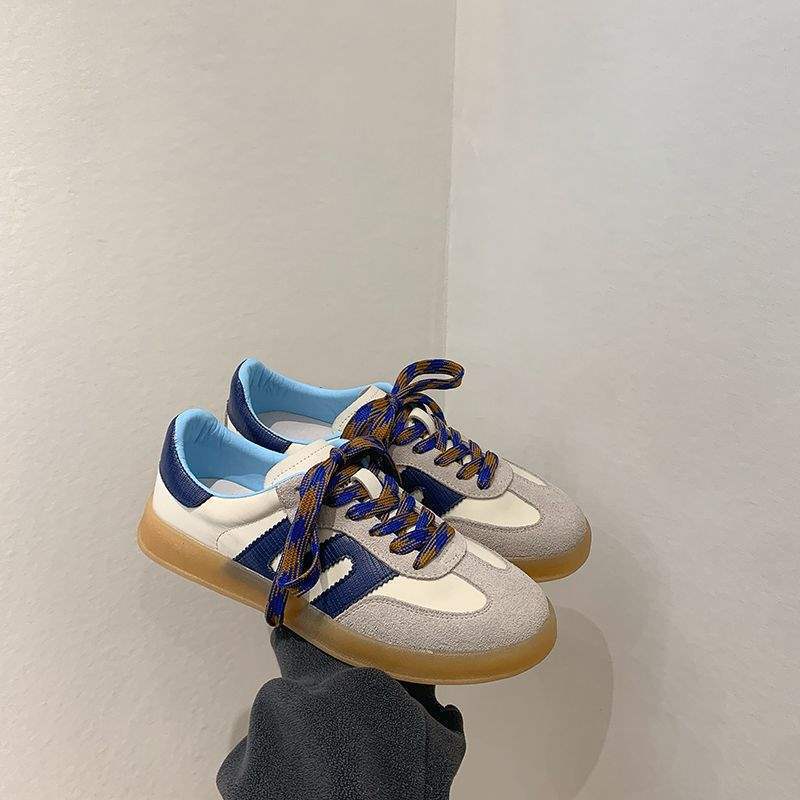 

Американские ретро мягкие сочетания цветов немецкие тренировочные туфли 2025 весна и осень новинка круглый носок плоская подошва спортивные и повседневные туфли Форреста Гампа 40 синий