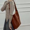 HIFASHION Cowhide Genuine Leather Bucket Tote Bags For Women 2026 Large Capacity Office Work Handbags Simple Shopping Hobo Purse