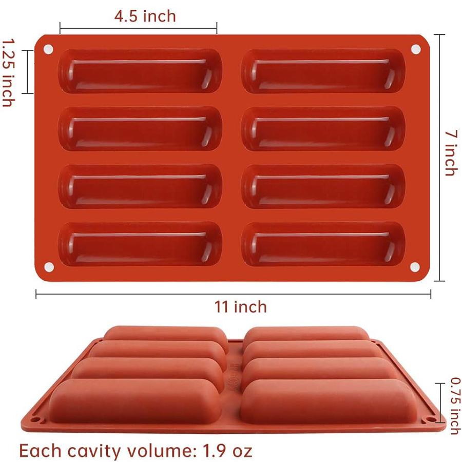 Twinkie Cake Pan Silicone Eclair Mold Finger Shaped Molds Cylinder Silicone Trays for Baking, Soap, Resin, Chocolate Bar