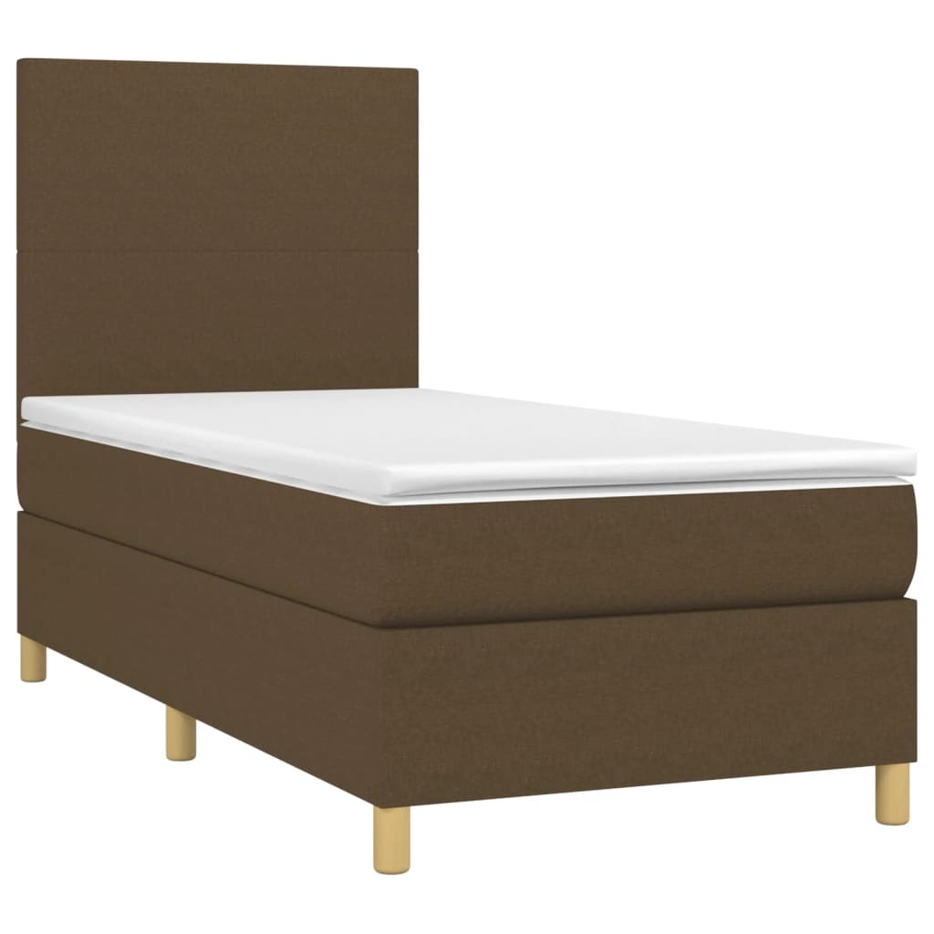 Box Spring Bed with Mattress Dark Brown 80 x 200 cm Fabric