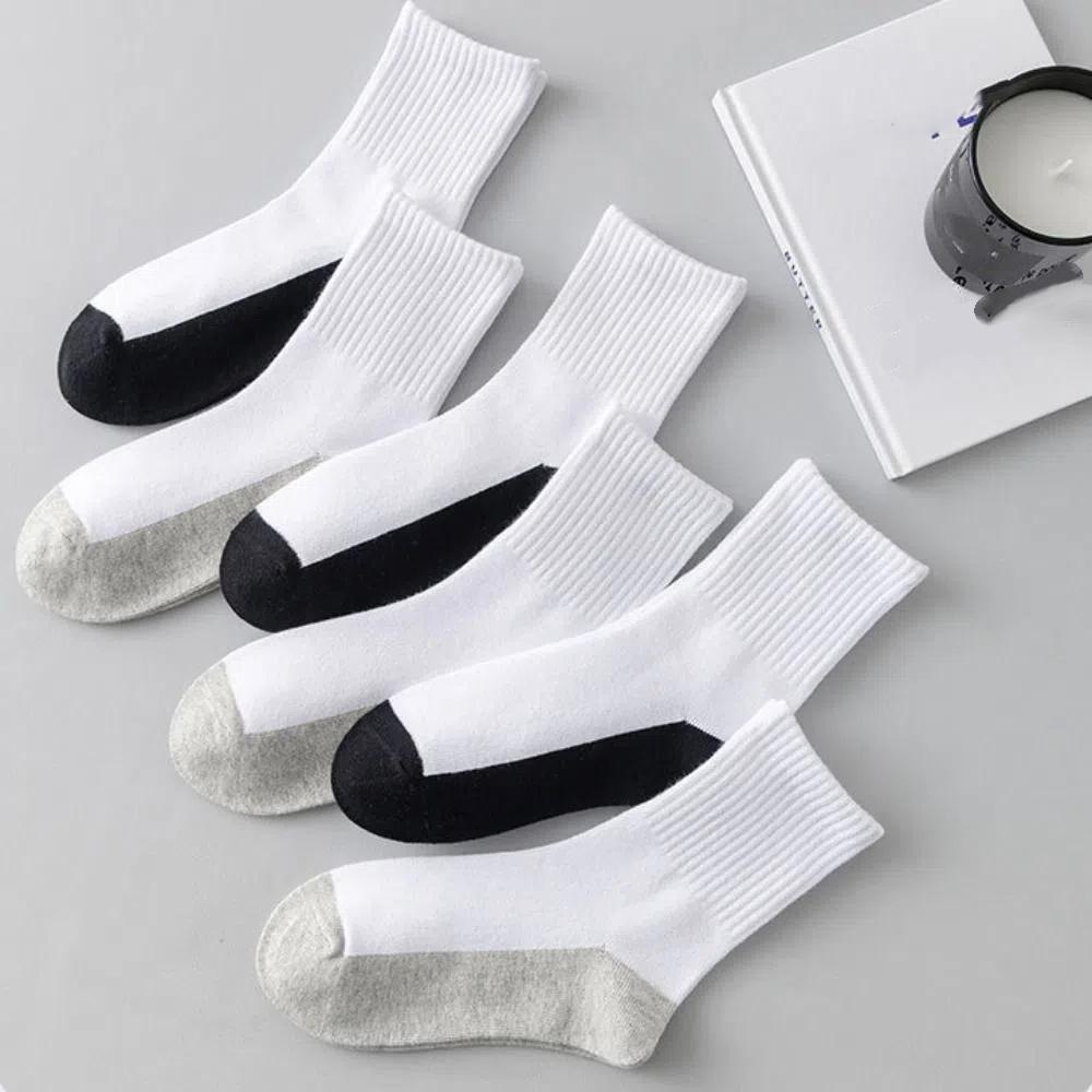 4/6Pairs Simple Men's Mid-calf Socks Hosiery Sports Sock Casual Men Tube Socks  Outdoor