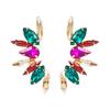 Women's Stud Earring Mulit Color Rhinestones HalfSide Flower Earrings Alloy Ctystal Chic Earrings