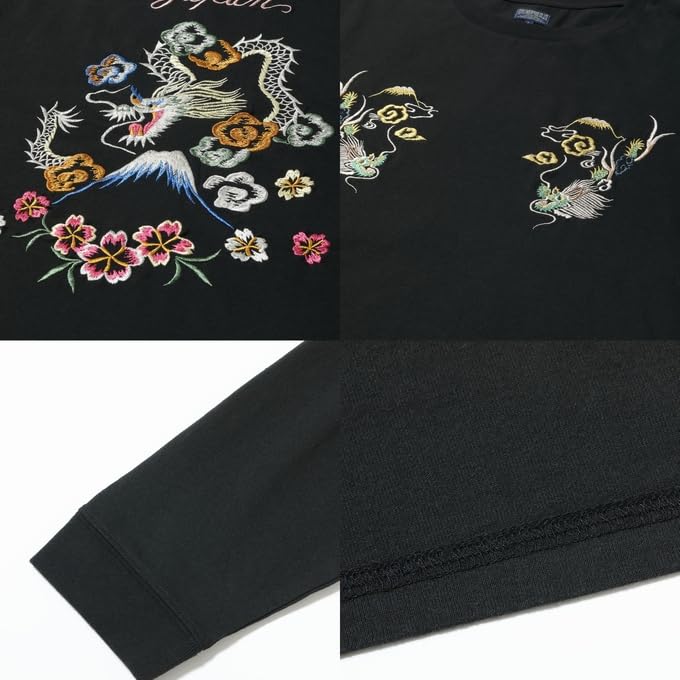 Tailor Toyo TT69470 Long sleeve embroidery Ska DRAGON Sukajan EMBROIDERED Taylor Toyo Tops T-shirt T-shirt (L)