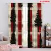 2pcs,2D Plane Printing Curtains Digital Printed Christmas Trees Buffalo Plaid (2) Polyester Fabric (without Rod) Festive Ldeal