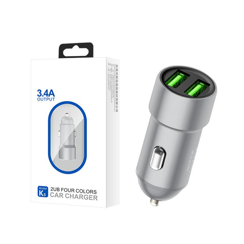 3.4A Fast Charging Car Charger Adapter Fast Charging Adapter for Car Metal Car Charger Safe Auto Charger for Daily Life Business