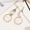 Women Geometric Long Oval Eardrop with Stylish Shell Ear Stud