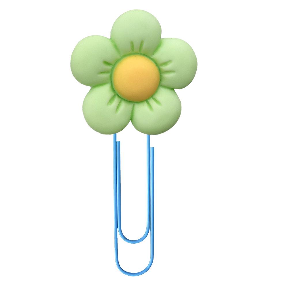 Anime-Style PVC Flower Paper Clip Bookmark - Cute Office Stationery