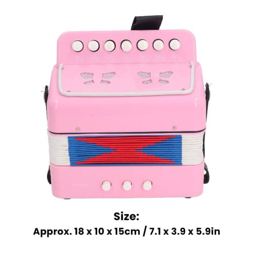 7-Key Button Accordion for Kids, Educational Instrument for Practice and Stage Performance, Beginner Accordion (Rose)