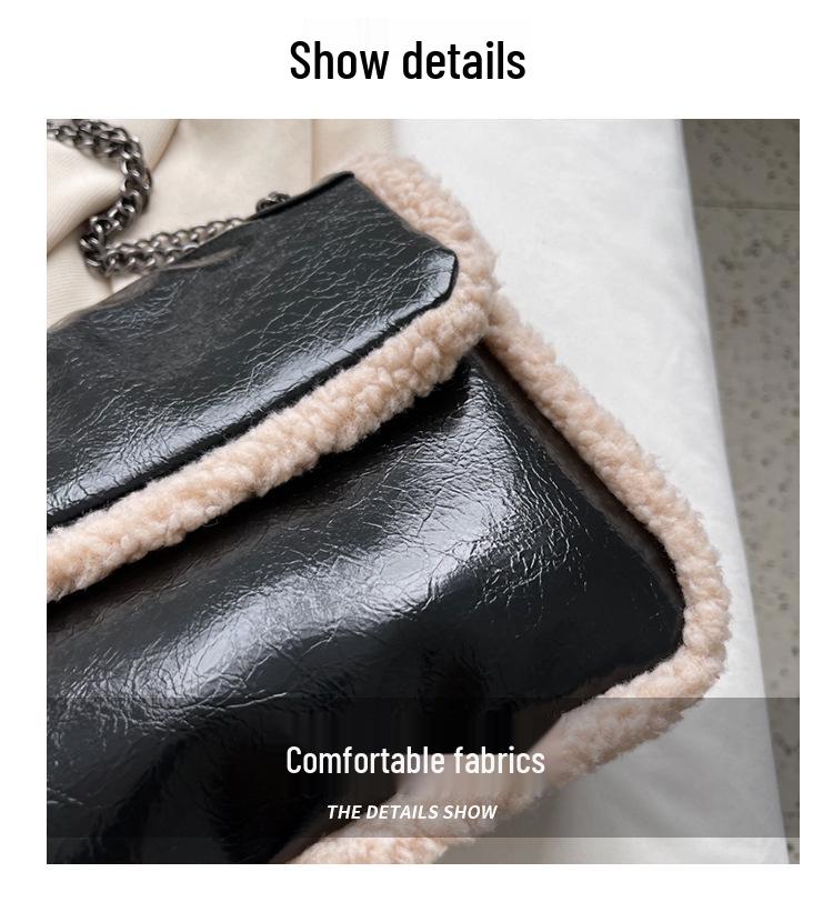 Damers Mångsidiga Plyschkedja Axelväska - Stor Kapacitet Höst/Vinter Mode Crossbody