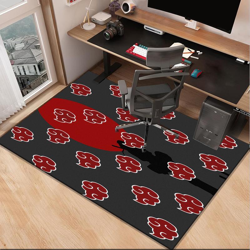 Anime Red Clouds On Black Background Office Rug Chair Mat, Game Carpet, Suitable for Front Door, Bedroom, Living Room, Desk, Holiday Gift