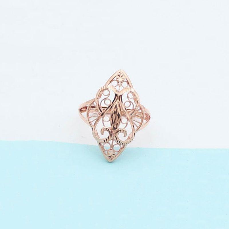 Russian Purple Gold Rhombus Hollow Ring Generous Temperament High-End Luxury Rose Gold Plated Live Ring