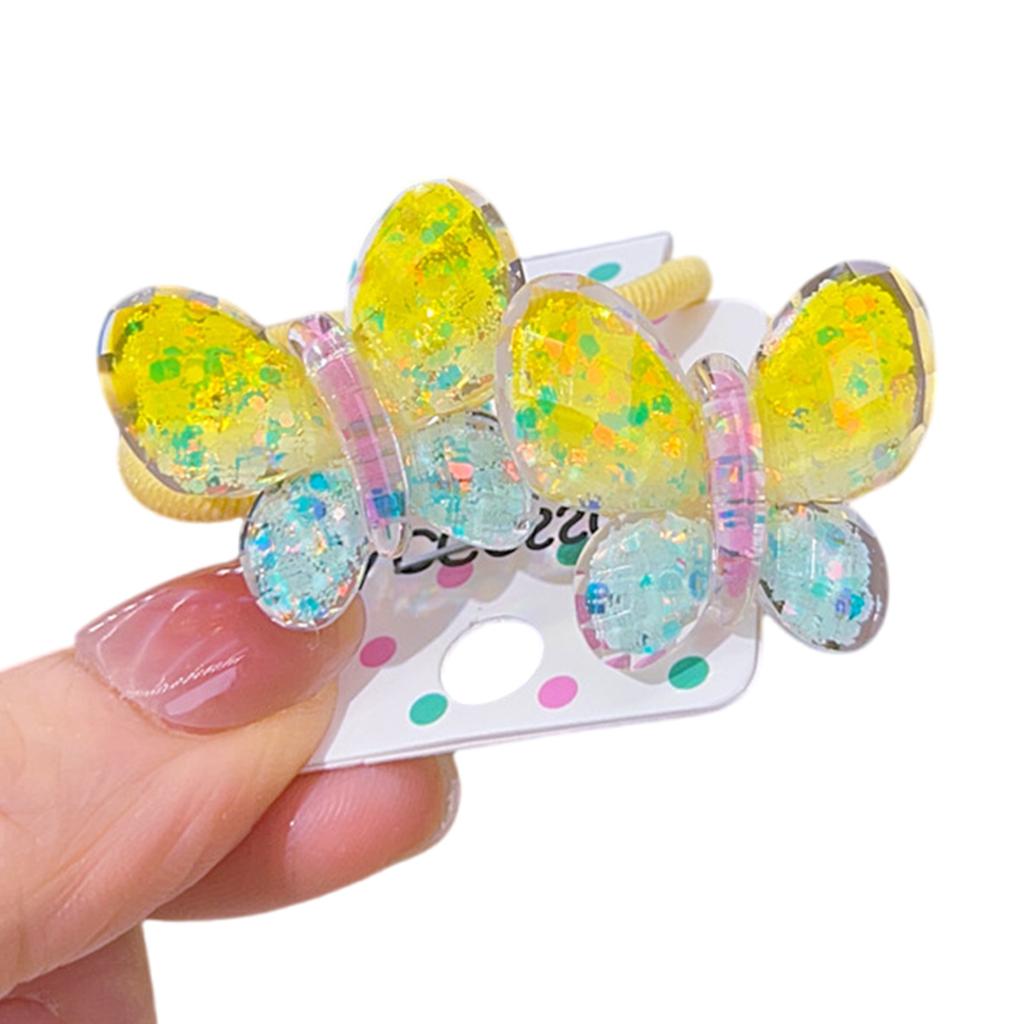 Candy Color Butterfly Hairband for Children Hair Elastic Hair Band Ponytail Holder Little Girl Hair Accessories 1 Pair