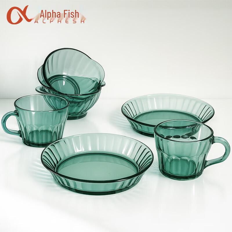 

ALPHESH Lake Green Glass Tableware 6-Piece Set