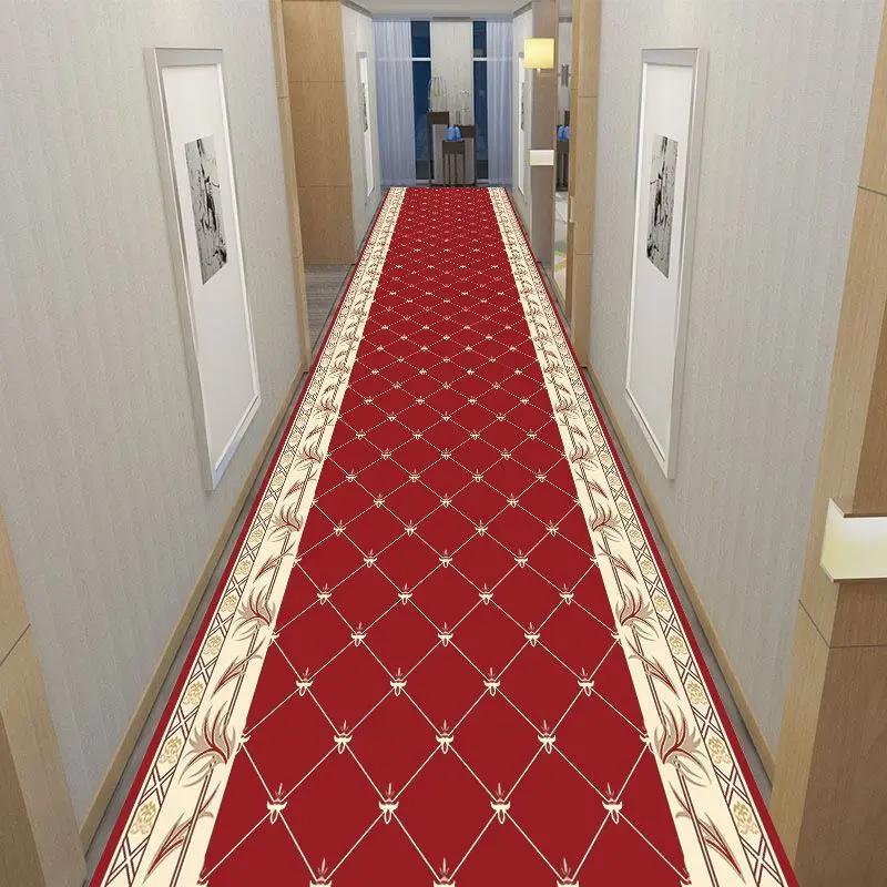 Classical Corridor Carpets Hallway Decor Chinese Style Long Runner for Aisle Passageway Decoration Home Red Carpet Washable Mats