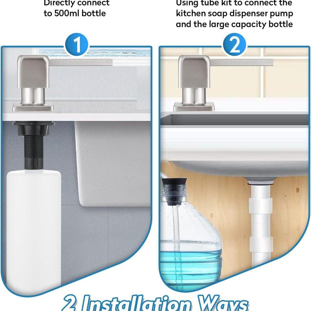 Stainless Steel Kitchen Sink Press-Type Soap Dispenser with 120mm Extension Tube