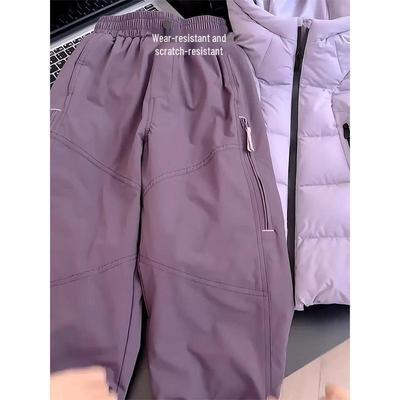 Children's Fleece-Lined Windproof Pants - Autumn & Winter 2025, Boys' & Girls' Outdoor Hiking & Casual Style