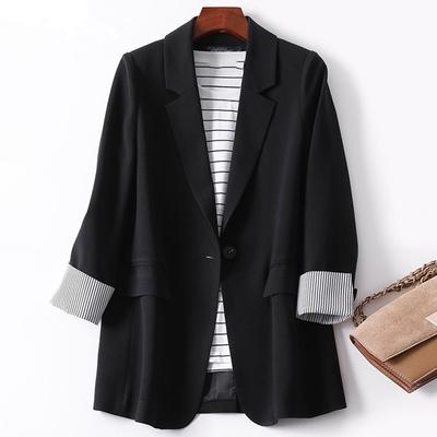 Kadın Kore Slim Fit Blazer Hırka Rahat Çentikli Yaka Uzun Kollu Ceket Takım Elbise Büyük Beden