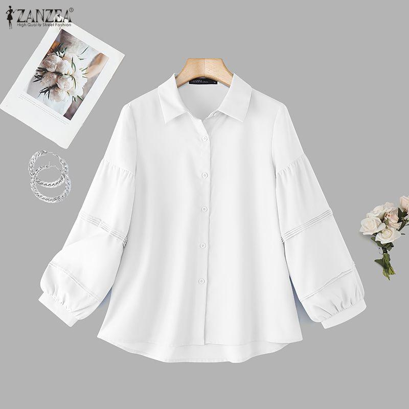 ZANZEA Dámská volná ležérní halenka s dlouhým rukávem a límečkem