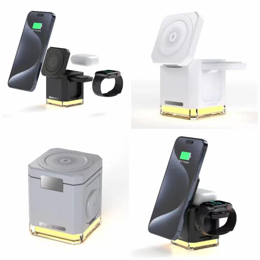 Foldable 4-in-1 Magnetic Wireless Charger for Phone, Watch, Earphones, and Stand
