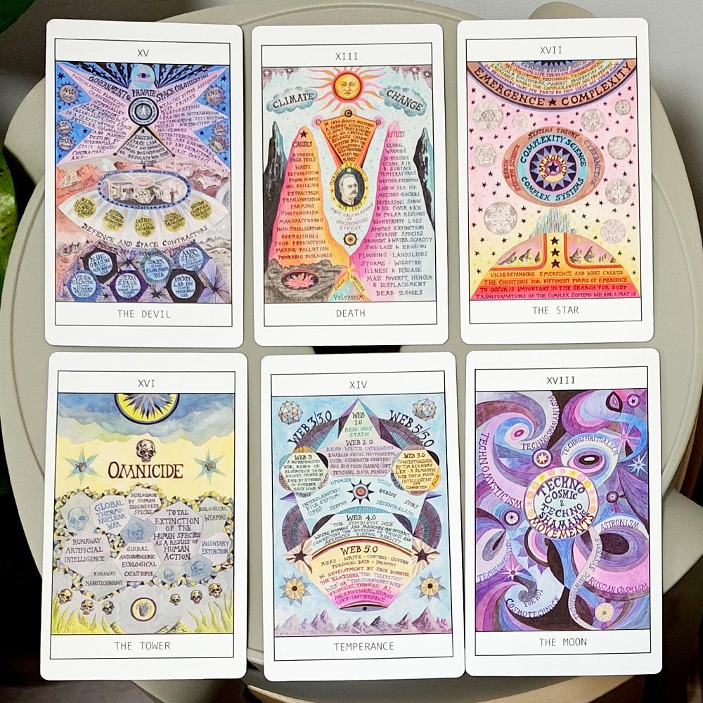 HEXEN 5.0 Tarot Deck, 78 Pcs Tarot Cards Based on Alchemical Art, Tech-Spirituality & Climate Crisis 12*7cm Double-embossed