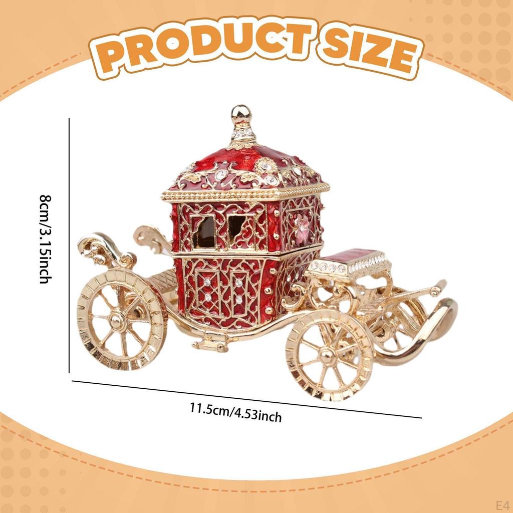 Carriage Jewelry Box Decor Holder Keepsake Organizer for Dresser Anniversaries Desktop