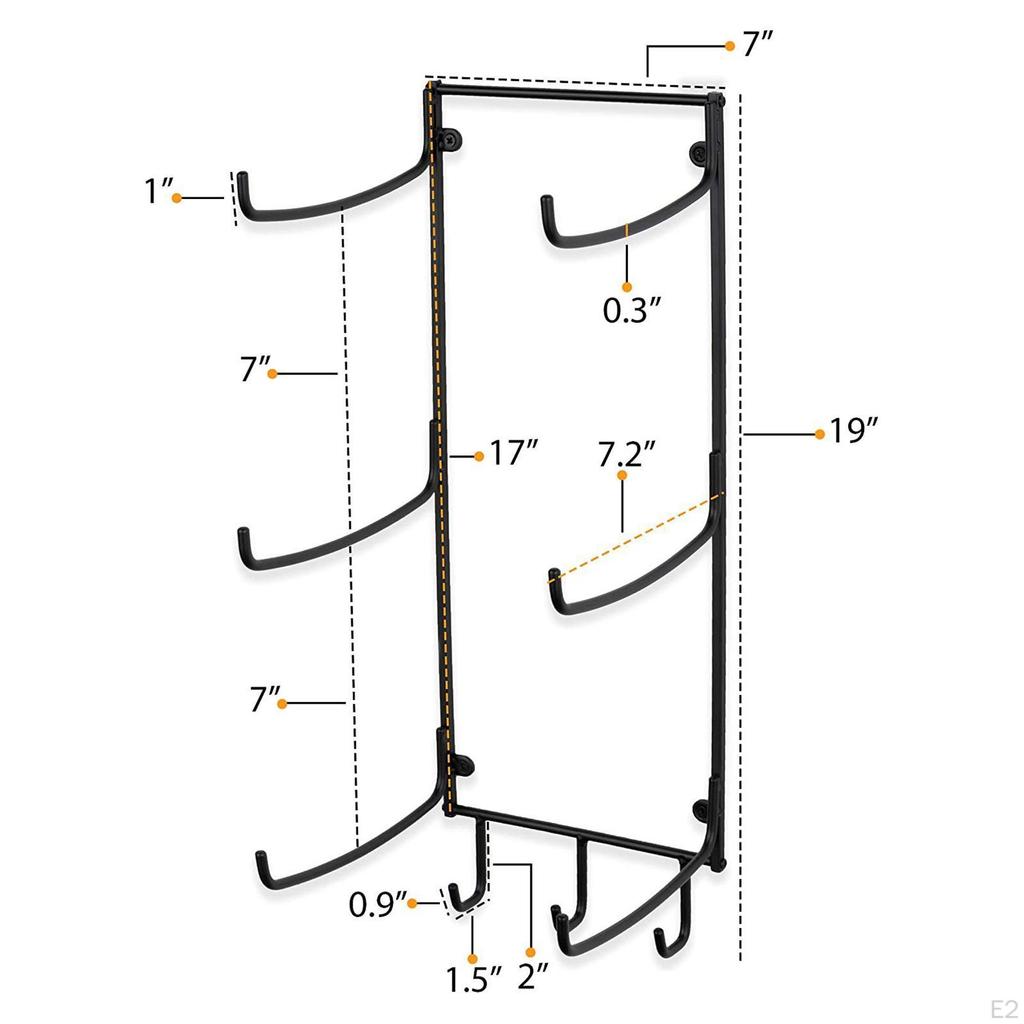 Wall Mount Yoga Mat, Foam Roller Towel Rack with Hooks, for Hanging Straps, Resistance Bands,