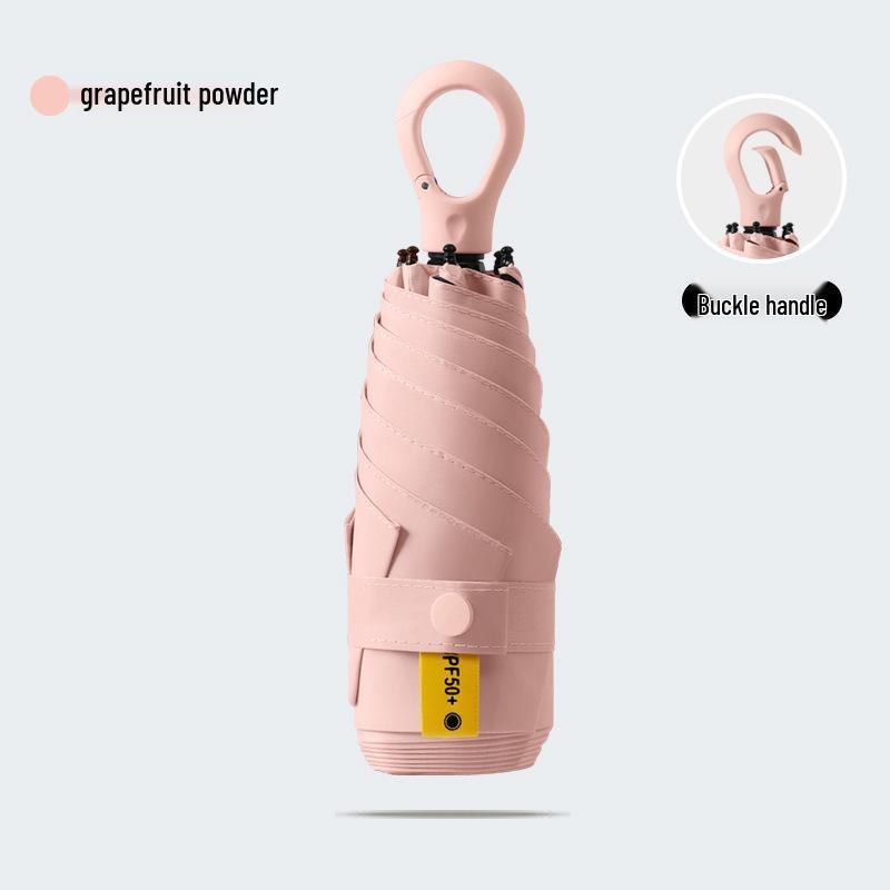 New Macaron Color Five-Fold Ultra-Light Sun Protection Compact Mini Umbrella with Buckle Handle
