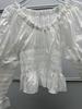 Elegant French Niche Spring Outfit: Puff Sleeve Drawstring Top & Skirt Set