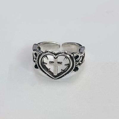 Punk Gothic Cross Heart Open Rings For Men Women Hip Hop Fashion New Unisex Jewelry Couple Gift Party Rock Anillos