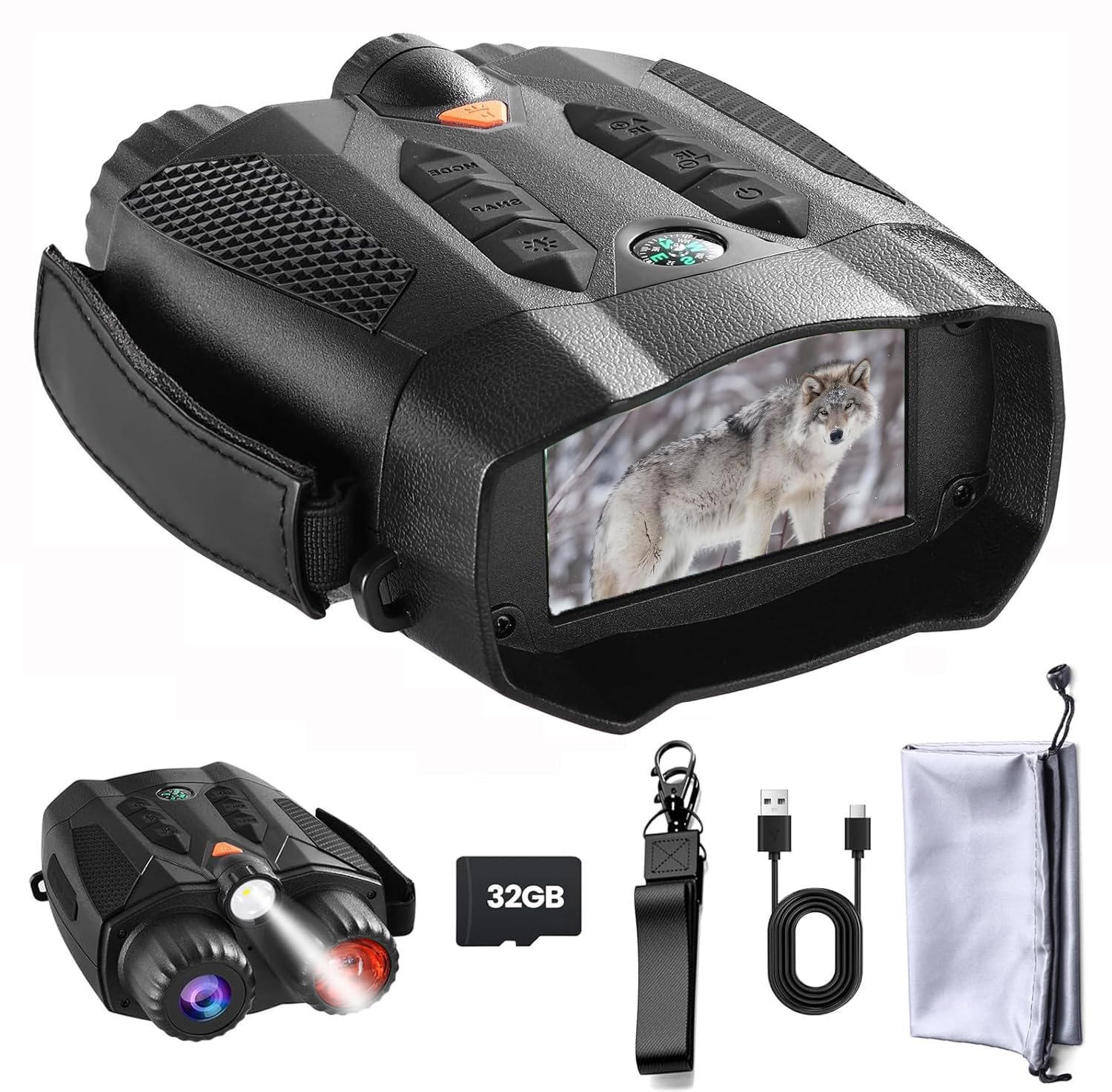 

Koolertron Night Vision Goggles, Rechargeable, 5W IR Night Scope, Digital Night Vision, 10x Zoom, FHD 3-inch Screen, Illumination Light, 32GB TF Card