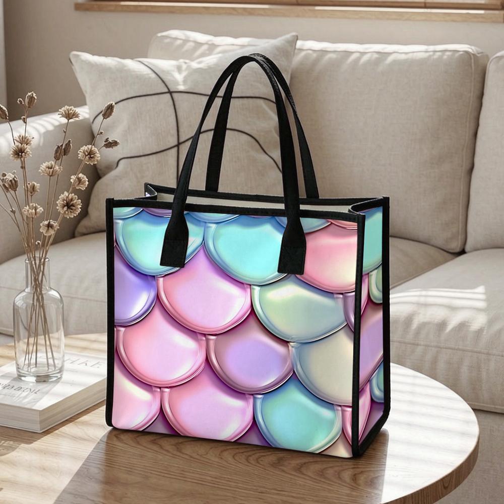 Holographic Mermaid Scale Tote Bag Fashion Daily Shopping Carry Bag for Women Casual Portable Outdoor Shoulder Pouch