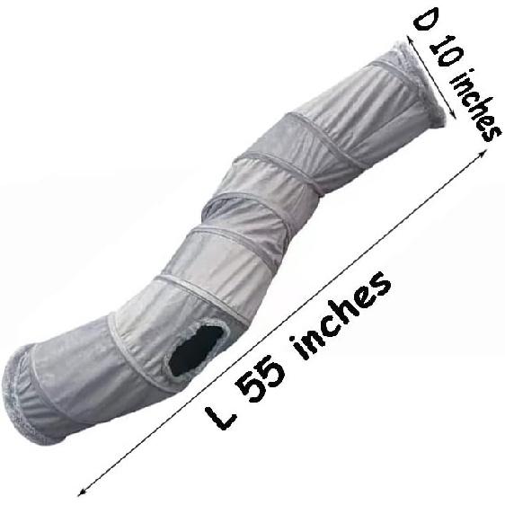 Cat Tunnel Tube Toy Kit Collapsible 2 Way Grey Plush, Pet Tunnels for Indoor Cats, Long Tubes for Puppy, Kitty, Kitten, Rabbit for Playtime &