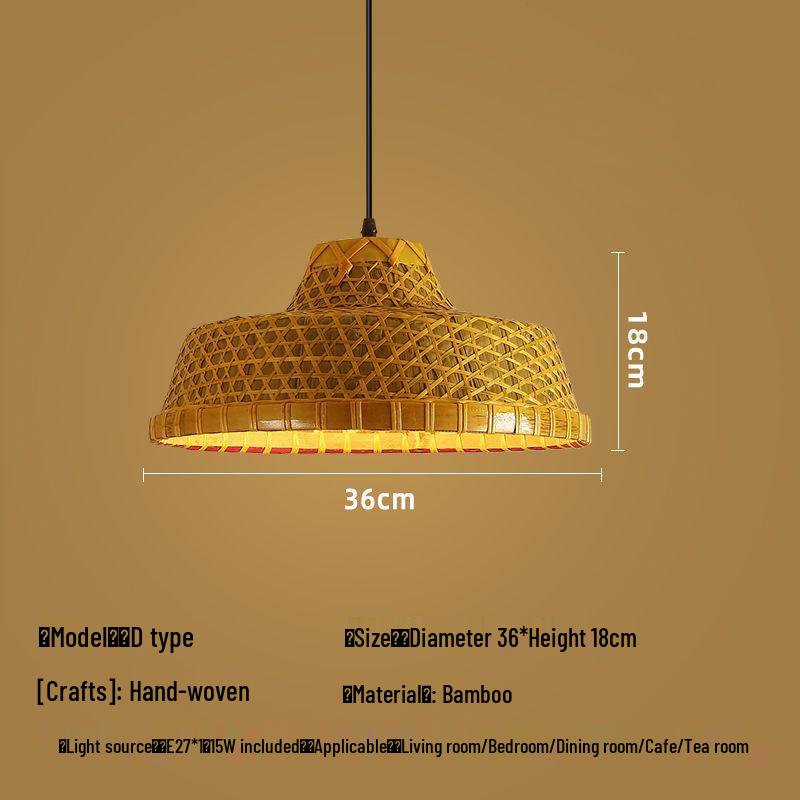 Bamboo Weaving Straw Hat Chandelier - Southeast Asian Wabi-Sabi Style Rattan Lampshade for Farmhouse Decor.