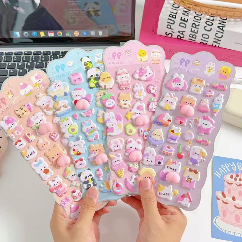 2-4pcs 3d Relief Bubble Stickers Cute Rabbit Cartoon Children Diy Stickers Phone Cases Handmade Diy Materials Sticker