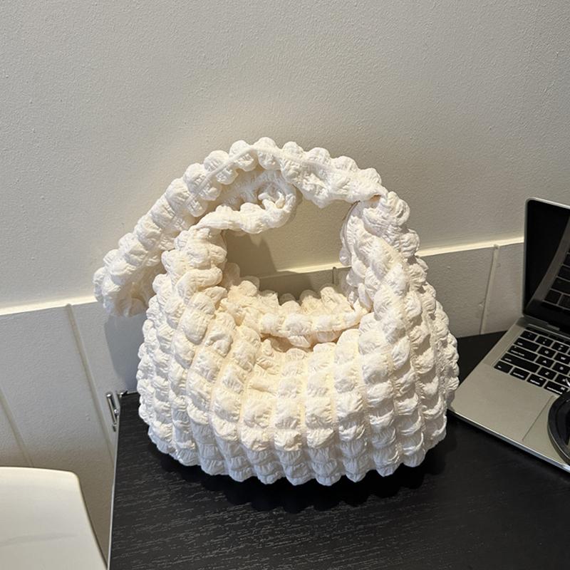 

Yogodlns женская сумка на плечо с пузырьками из мягкого нейлона, сумка большой вместимости, повседневная сумка-шопер, женская сумка для книг, подмышка 32x11.5x27cm белый