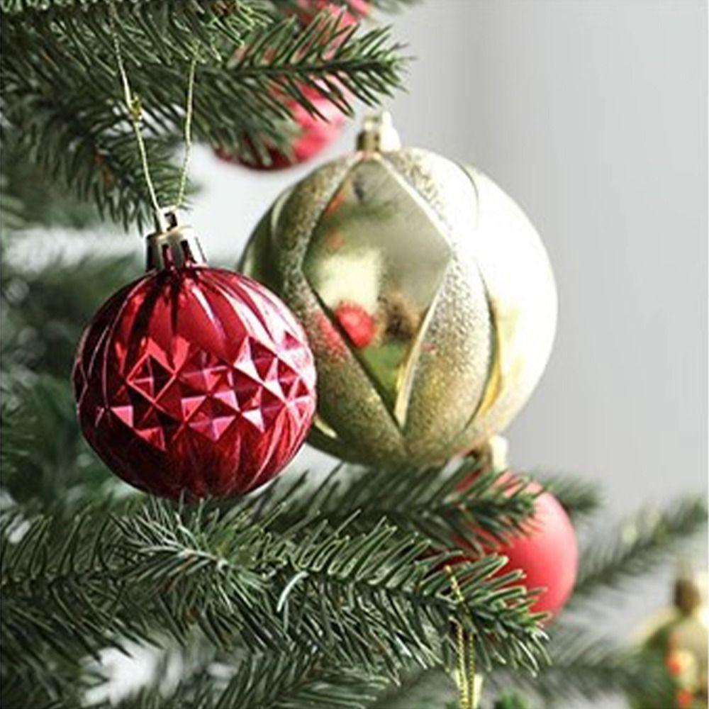34pcs Crafts 4/5/6/8cm Christmas Ball Delicate Creative Christmas Tree Pendant Painted Colorful Hanging Ornament Party