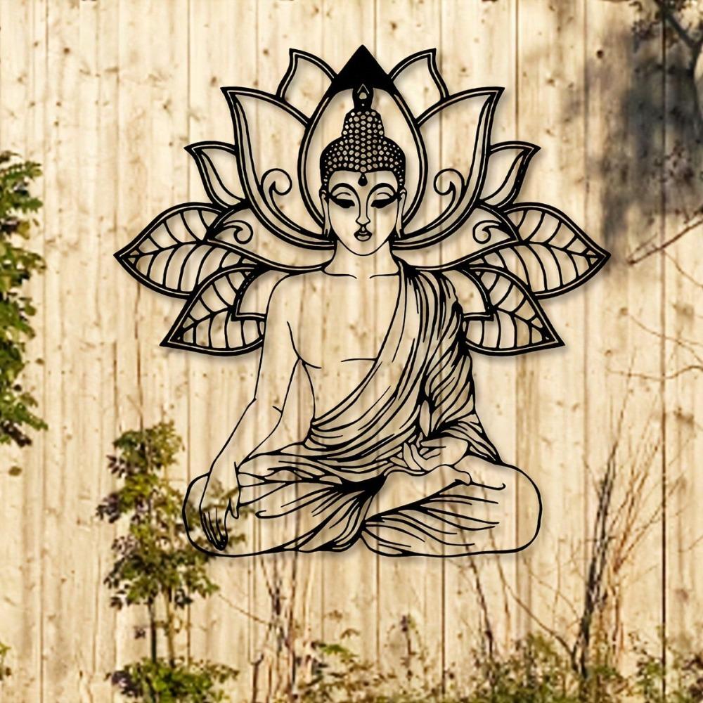 Yoga Meditation Lotus Metal Wall Art for Living Room Bedroom Balcony