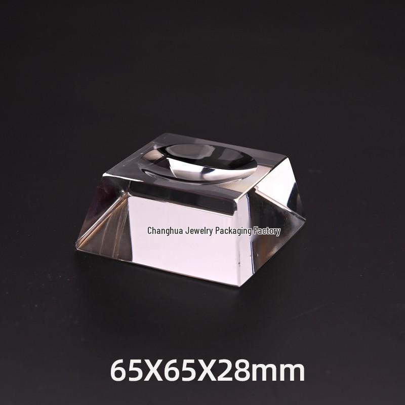 Transparent Trapezoidal Crystal Glass Ball & Mineral Display Stand