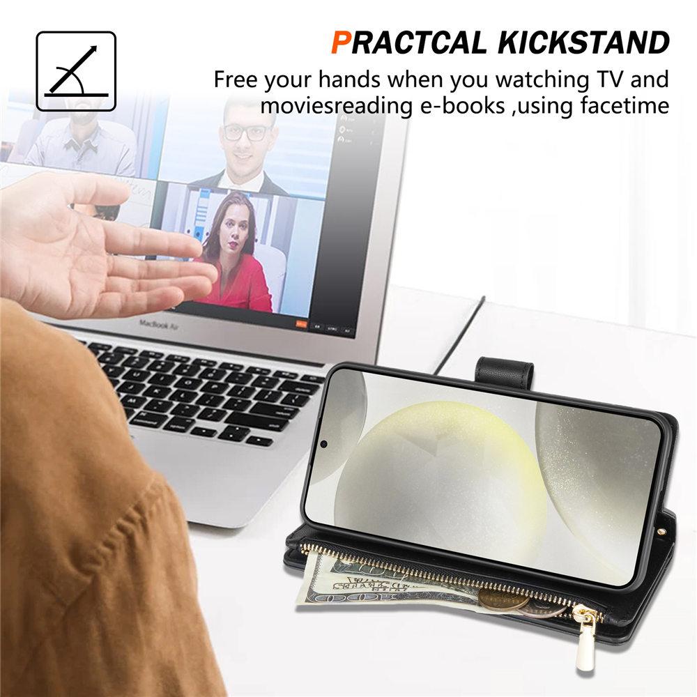 Geldbörsen-Lederhülle für Samsung Galaxy S24 Plus S23 Ultra S23FE S22 S21 S20 Note 20 Lanyard Kreditkartenhülle