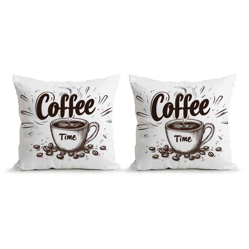 Coffee Time Pattern Decorative Cushions Pillowcase Polyester Cushion Cover Throw Pillow Sofa Decoration Pillowcover Home Decor