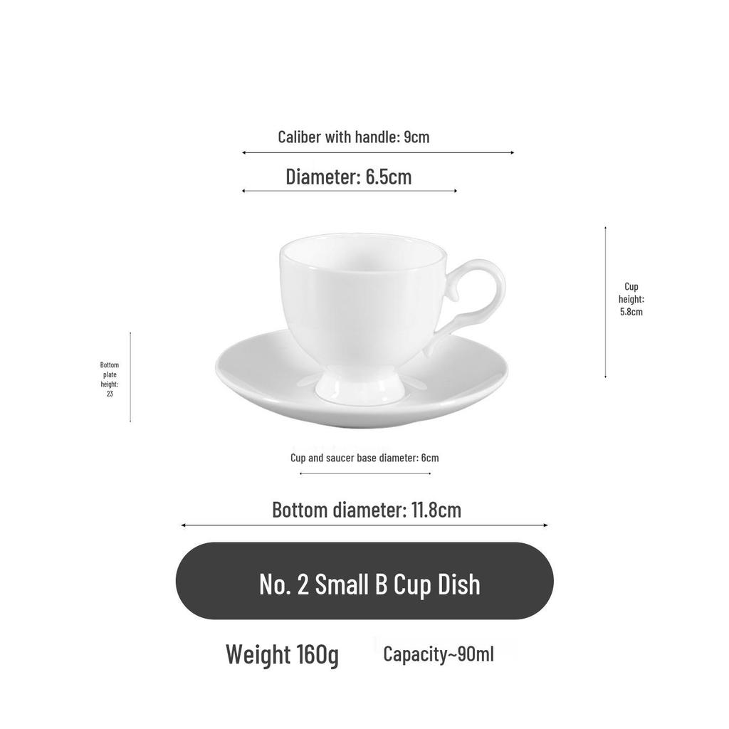 Pure White Bone China Espresso Cup & Saucer with Gold Rim, 80ml