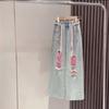 Children's Graffiti Short Sleeve Denim Ripped Pants Set Children's Suit Girls Set