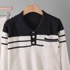 Womens Striped Knit Set Loose Casual Two-Piece Outfit With Wide Leg Pants Fall 2025