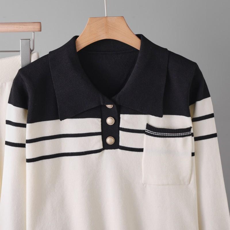 Womens Striped Knit Set Loose Casual Two-Piece Outfit With Wide Leg Pants Fall 2025