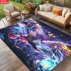 Anime Demon Area Rug, Dark Fire Water Theme Non-slip Floor Mat, Gamer Room Bedroom Decor Carpet, Washable Home Gift