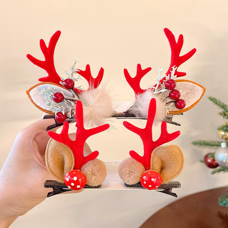Christmas Antler Hair Clips for Girls - Holiday Party Hair Accessories for Children