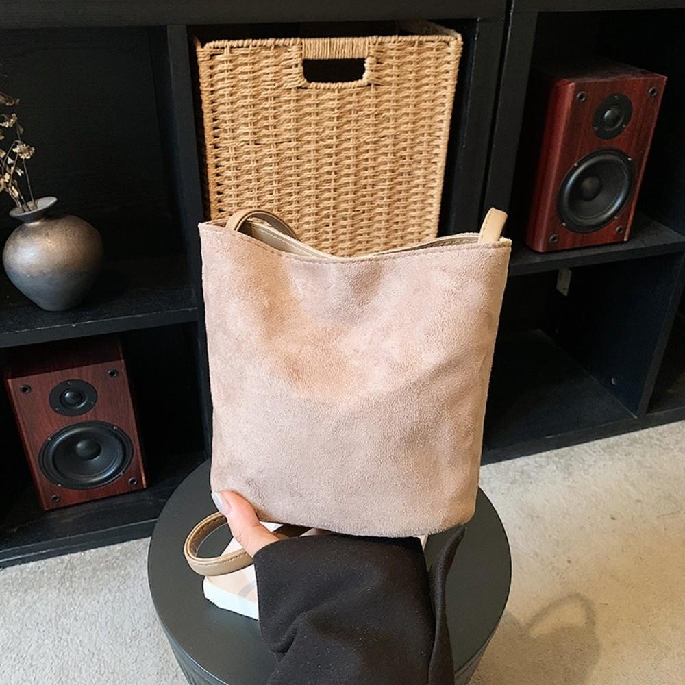 

Stylish Pure Color Crossbody Bag Large Capacity Magnetic Buckle Closure Mini Bucket Bag Lightweight Women Handbag Daily Match
