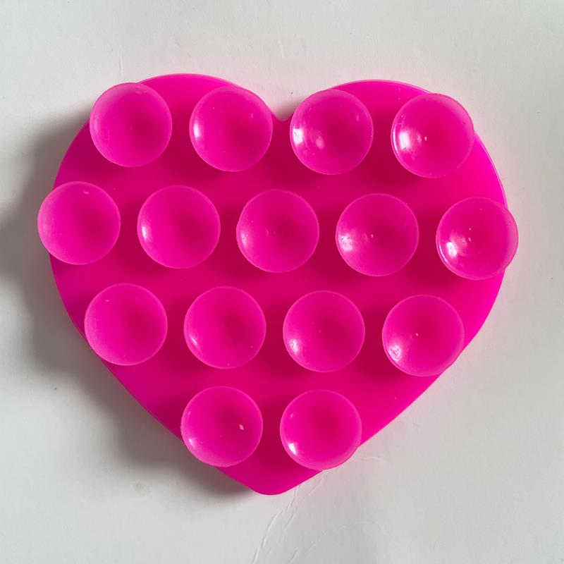 1pcs Heart Suction Cup Phone Mount Sticky Mobile Phone Stand Strong Grip Holder Silicone Double-Sided Phone Case for Selfies